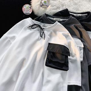 Short Sleeve Color Block Pocket T-shirt