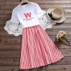 Short-sleeve Midi Striped A-line Dress