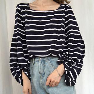 Long-sleeve Striped T-shirt Stripe - Black & White - One Size