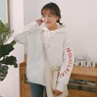 Long-sleeved Lettering Loose-fit Hooded Pullover