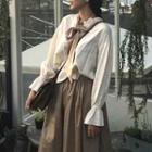 Frill Collar Blouse / Plain Pullover With Sash