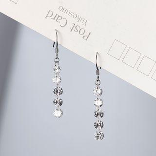 925 Sterling Silver Rhinestone Dangle Earring 925 Sterling Silver - 1 Pair - One Size