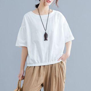 Plain Round-neck Short-sleeve T Shirt