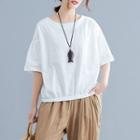 Plain Round-neck Short-sleeve T Shirt
