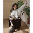 Drawstring-cuff Zip-up Hoodie