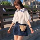 Sailor Collar Loose Shirt / A-line Shorts