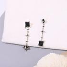 Asymmetrical Geometric Rhinestone Stud Earring Black - One Size