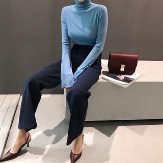 Turtleneck Lettuce-edge Top