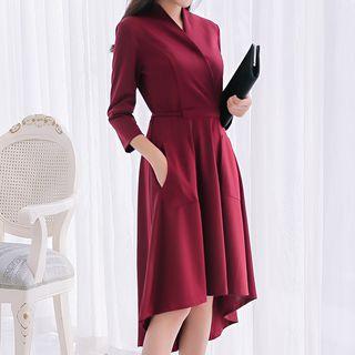 Surplice-wrap Dip-back Dress