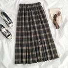 High-waist Plaid Pleated Skirt As Shown In Figure - One Size