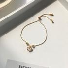 Heart Pendant Alloy Bracelet Gold - One Size