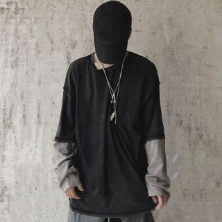 Mock Two-piece Oversize Long-sleeve T-shirt