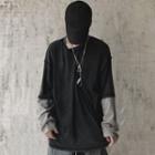 Mock Two-piece Oversize Long-sleeve T-shirt
