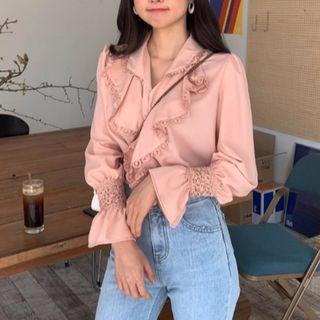 Bell-sleeve Blouse Pink - One Size