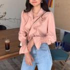 Bell-sleeve Blouse Pink - One Size