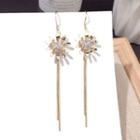 Faux Crystal Alloy Flower Fringed Earring 1 Pair - Gold Earring - One Size