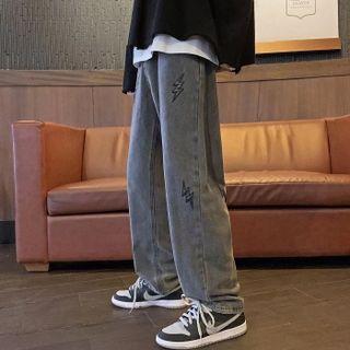 Bolt Pattern Loose Fit Jeans
