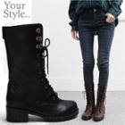 Lace-up Mid-calf Military Boots