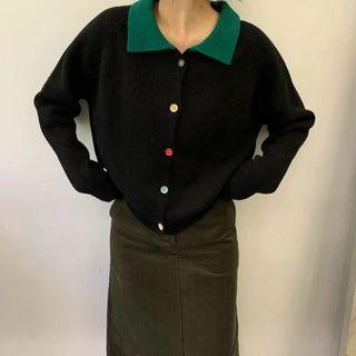 Panel Color Button Cardigan