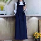 Tie-waist Maxi Pinafore Dress