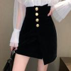 Mini Fitted Velvet Skirt