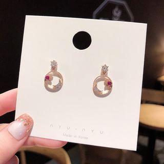 Rhinestone Hoop Earring E644 - Rose Gold - One Size