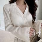 Sheer Crystal-pleat Shirt
