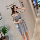 Mock Two Piece Short-sleeve Dotted Panel Dress