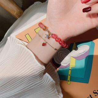 Faux Crystal Heart Bracelet / Alloy Star Bead Bracelet
