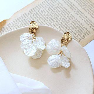 Textured Floral Drop Earring Era058-13 - Gold - One Size