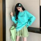 Letter Embroidered Pullover / A-line Knit Skirt