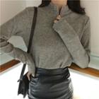 Long-sleeve Zip Collar Knit Top