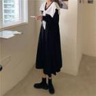 Set: Plain Midi A-line Dress + Shawl