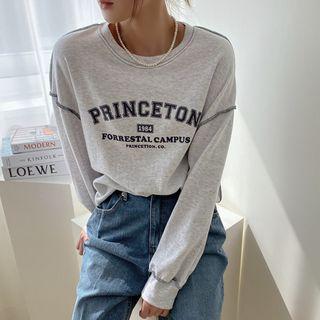 Letter Overlock-stitched Sweatshirt