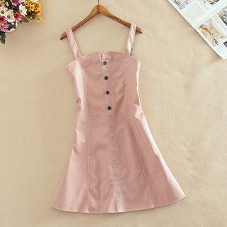 Faux-leather A-line Pinafore Dress