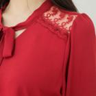 Tie-neck Lace-detail Chiffon Blouse