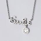 Smiley Face Lettering Necklace Silver - One Size