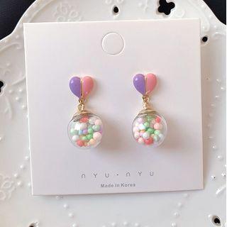 Heart Beaded Ear Stud / Clip-on Earring
