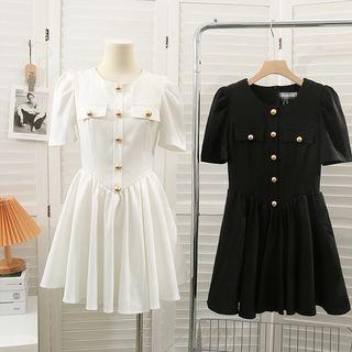 Details Puff-sleeve Mini Dress