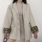 Leopard Print Cuff Buttoned Coat