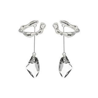 Faux Crystal Ear Cuff 1 Pair - Ear Cuff - Faux Crystal - Silver - One Size