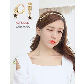 10k Gold Star Mini Hoop Earrings