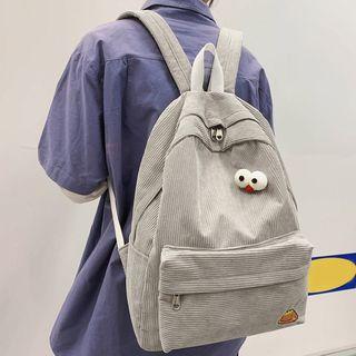 Cartoon Embroidered Corduroy Backpack