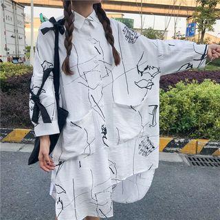 Printed Loose-fit Shirt Dress