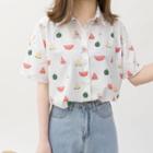 Watermelon Print Short-sleeve Shirt Watermelon Bear - One Size