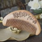 Embossed Wooden Hair Comb 1611 - Hair Comb - Coffee - 12cm X 6cm