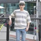 3/4-sleeve Boxy-fit Rugby-stripe T-shirt