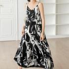 Spaghetti Strap Graphic Print Midi Sundress