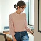 Lace-sleeve Lightweight Knit Top