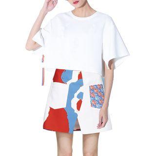 Cropped Elbow Sleeve T-shirt